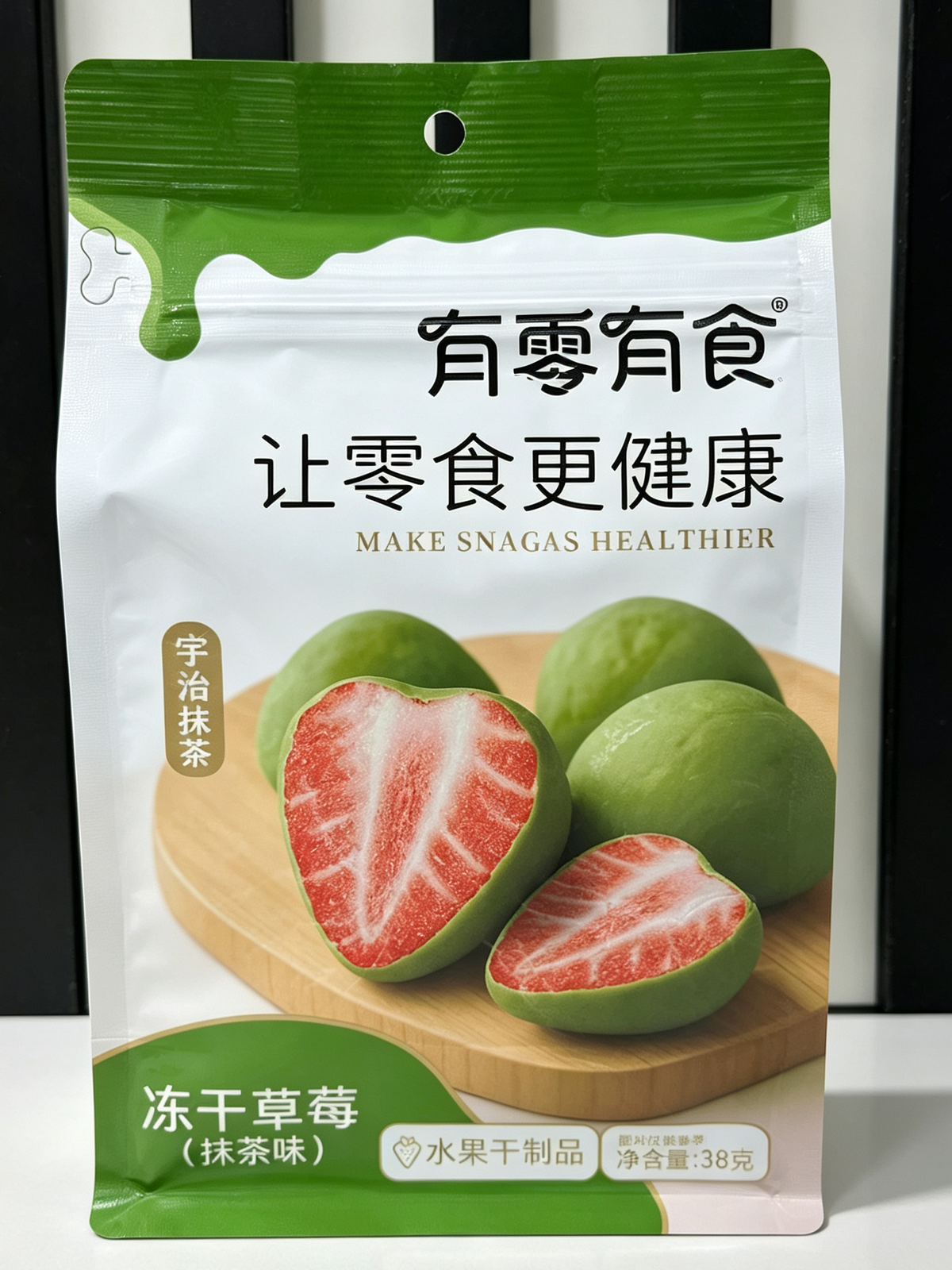 Fragola liofilizzato ricoperto di matcha